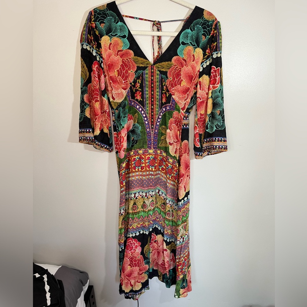 Farm Rio Rosario Bell Sleeve Lightweight Floral Boho Maxi Dress Size S - Picture 2 of 11